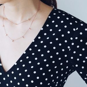 New Rose Gold Sterling Baguette Charm Necklace